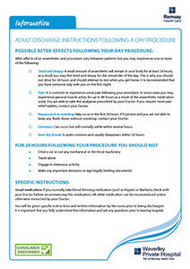 Waverley Private Hospital DPU Discharge